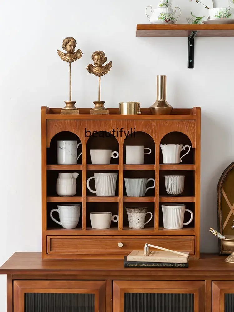 

Yh29 Japanese-Style Wooden Mug Cup Holder Desktop Storage Rack Nordic French Cup Holder Storage Rack Lattice Frame