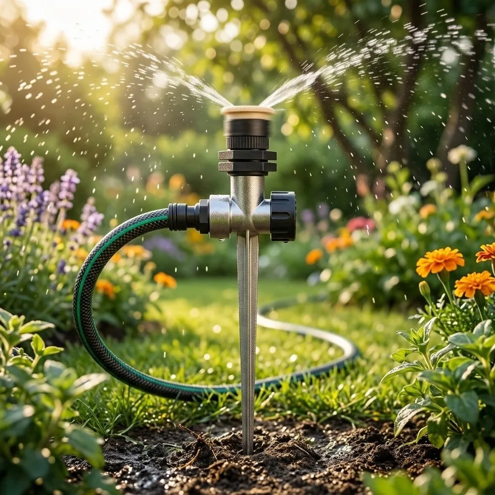 3pcs Lawn Sprinklers With Alloy Ground Spikes Dual Sprinkler For Small Garden Patio Plants Watering Oscillating Sprinkler