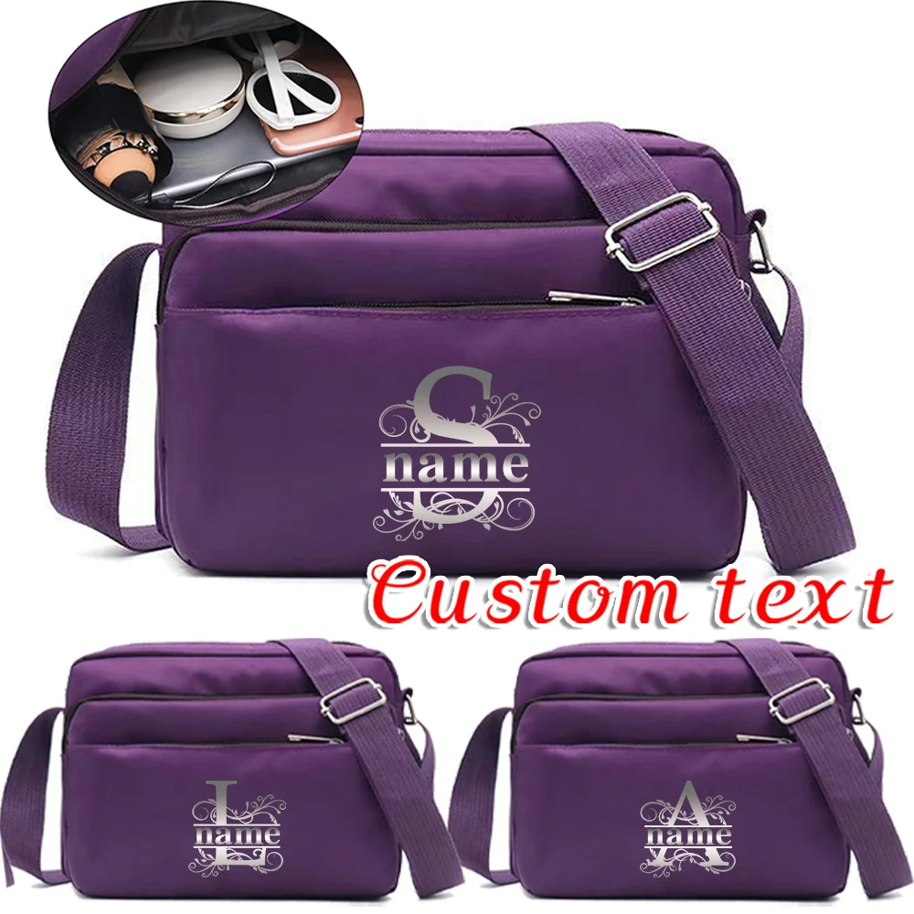 

Personalized Customization Name Shoulder Bag Outdoor Portable Storage Bag Large Capacity Purple Shoulder Bag
