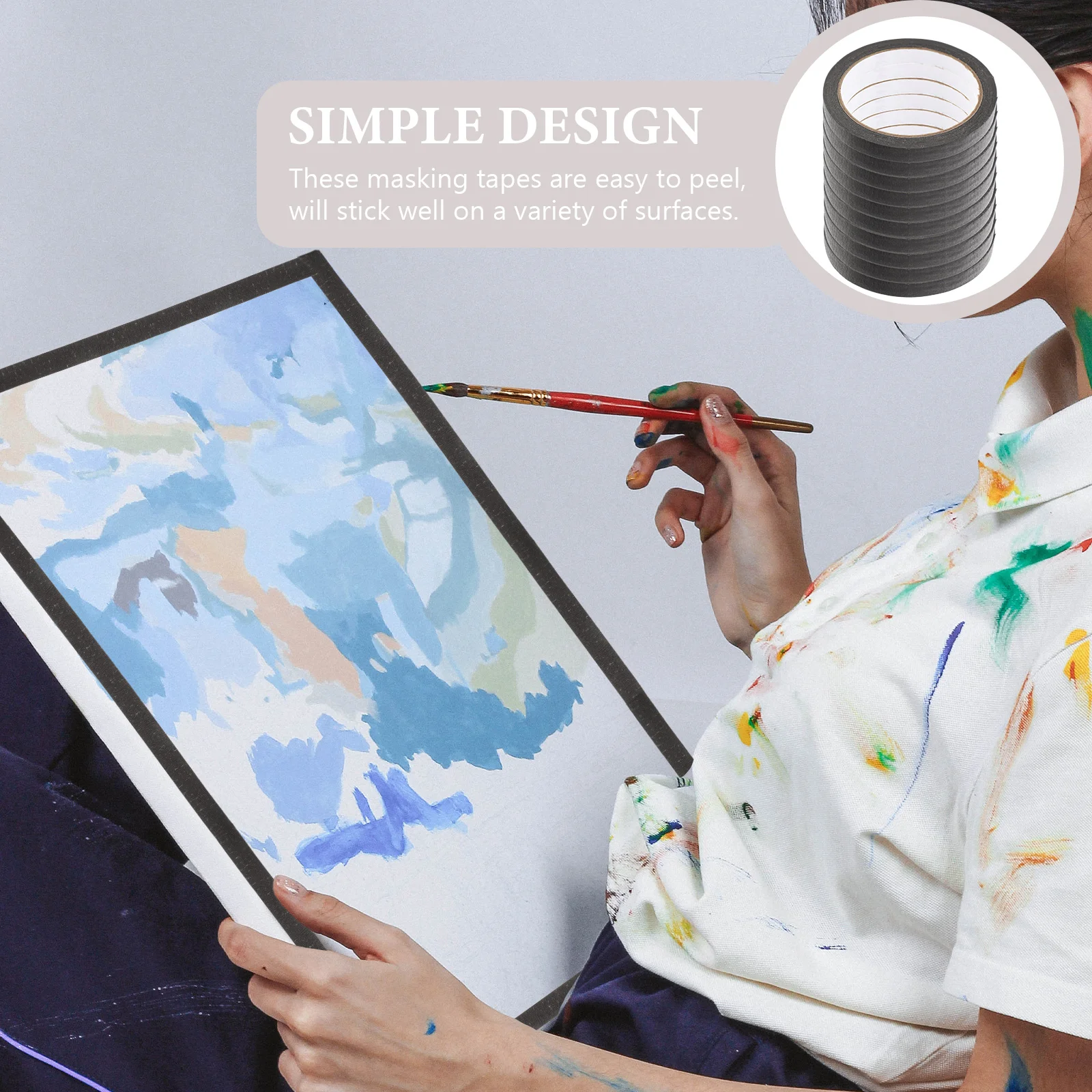 Advanced Wrinkle Paper Durable Masking Tape for Painting DIY Easy Peel Reusable Adhesive Tapes Black Washi Paper