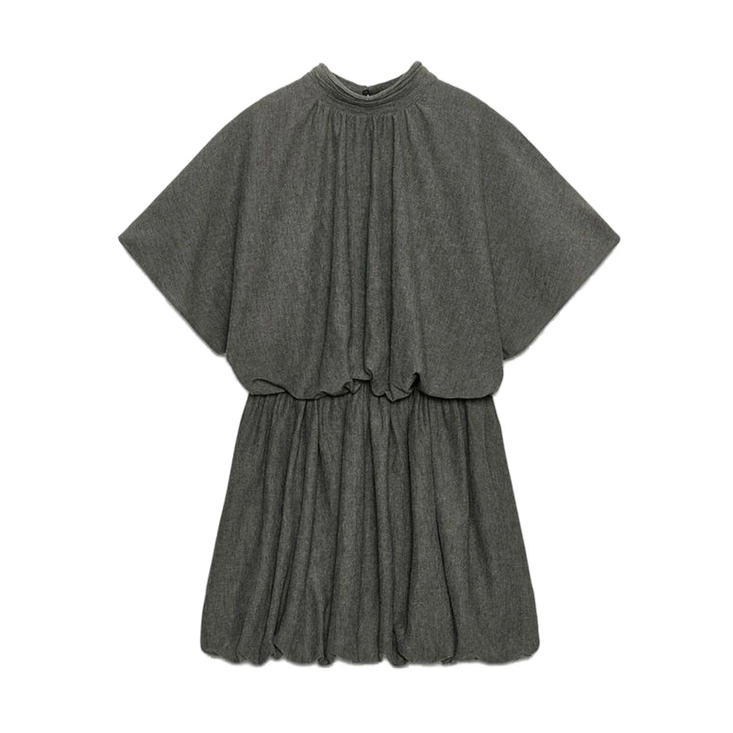 Vestido  Casual F de Inverno com Gola Alta, Manga Curta, Camadas em Camadas, Estilo de Vestido de Baile, Poliéster...