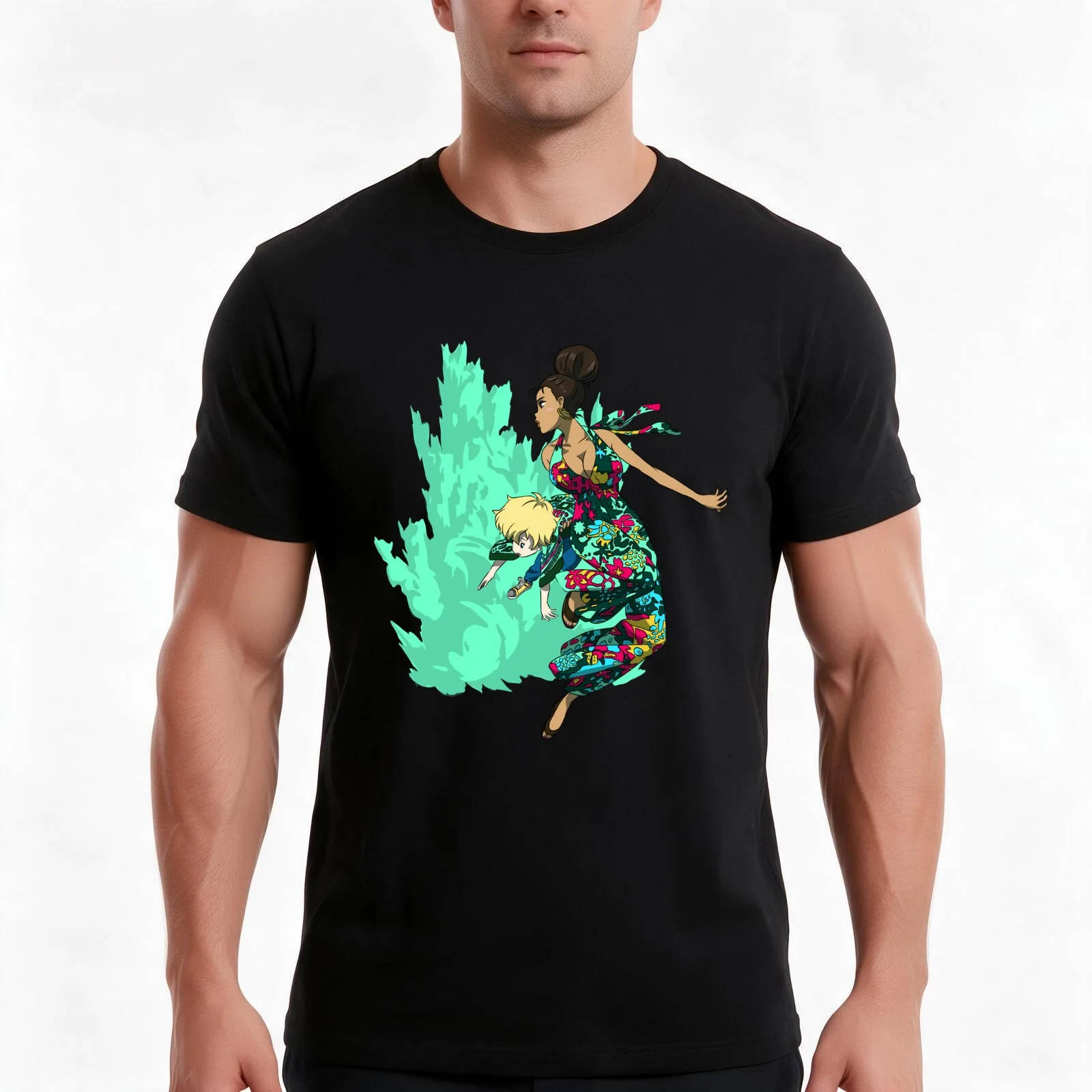 M&H Pop Art T-Shirt, Summer Casual Cotton Tee, Oversized Streetwear Tops, Vintage Graphic Print, Loose Fit Short Sleeve