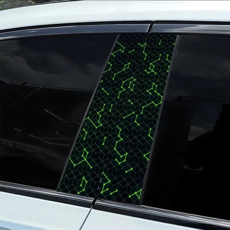 

2 наклейки на автомобильные B-стойки с геометрическими линиями, защитная пленка из гладкого материала с защитой от царапин.