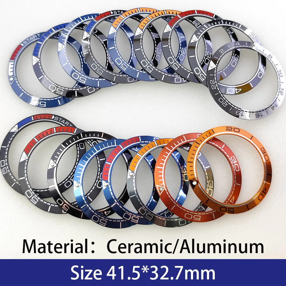 Sloping Ceramic/Aluminum Luminous Bezel Insert 41.5mm * 32.7mm Fit For 43.5mm Men Sea Master Watch Ring Replacement Accessories