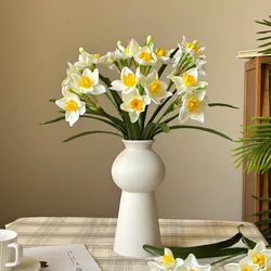 1PC,Artificial Narcissus Flower Bouquet Indoor Furniture Table Decoration Fake Flower Wedding Scene Shooting Props Daffodil