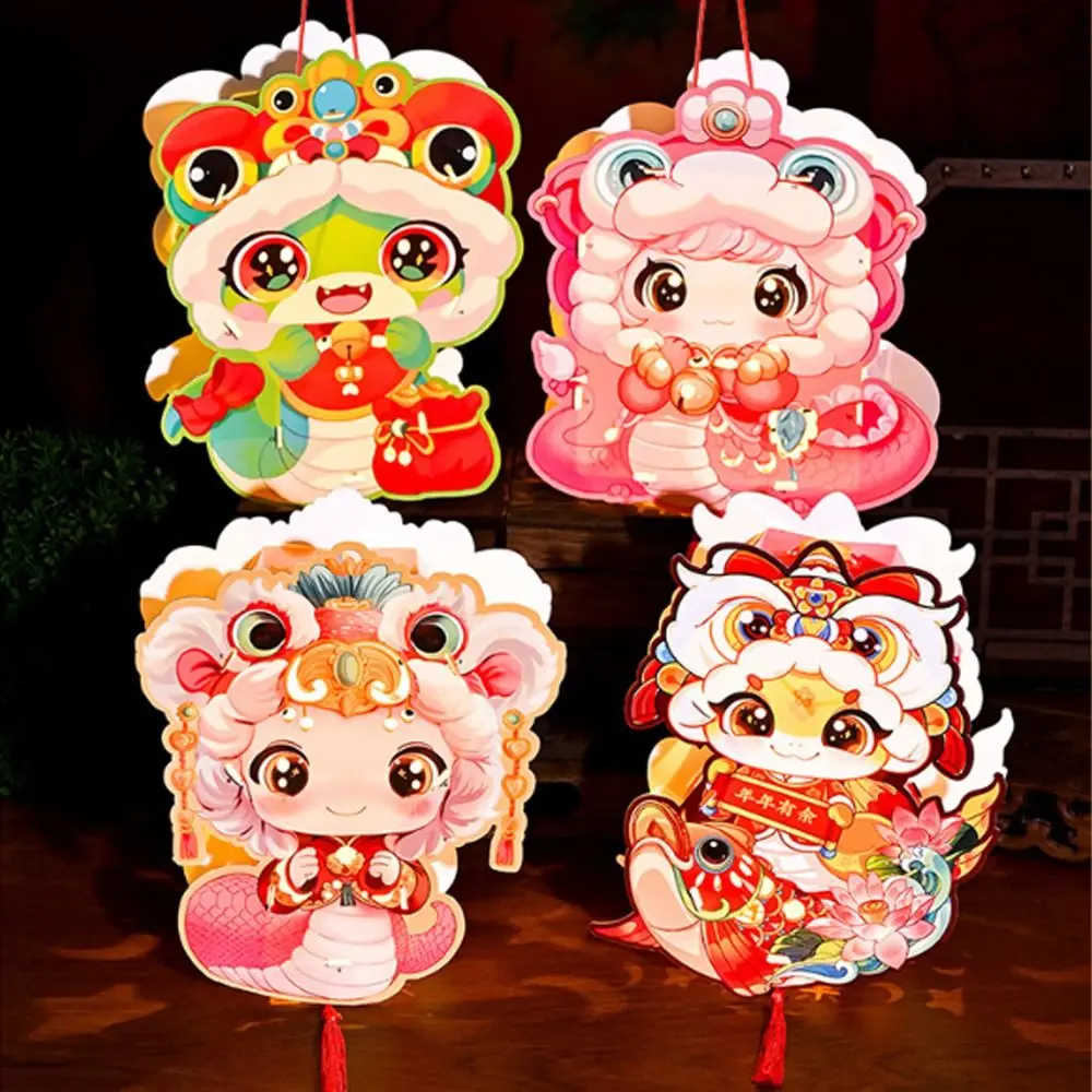 Cartoon 2025 Snake Year Luminous Lantern Traditional Spring Festival Lantern Children Hanfu Accessories Celebration Lantern