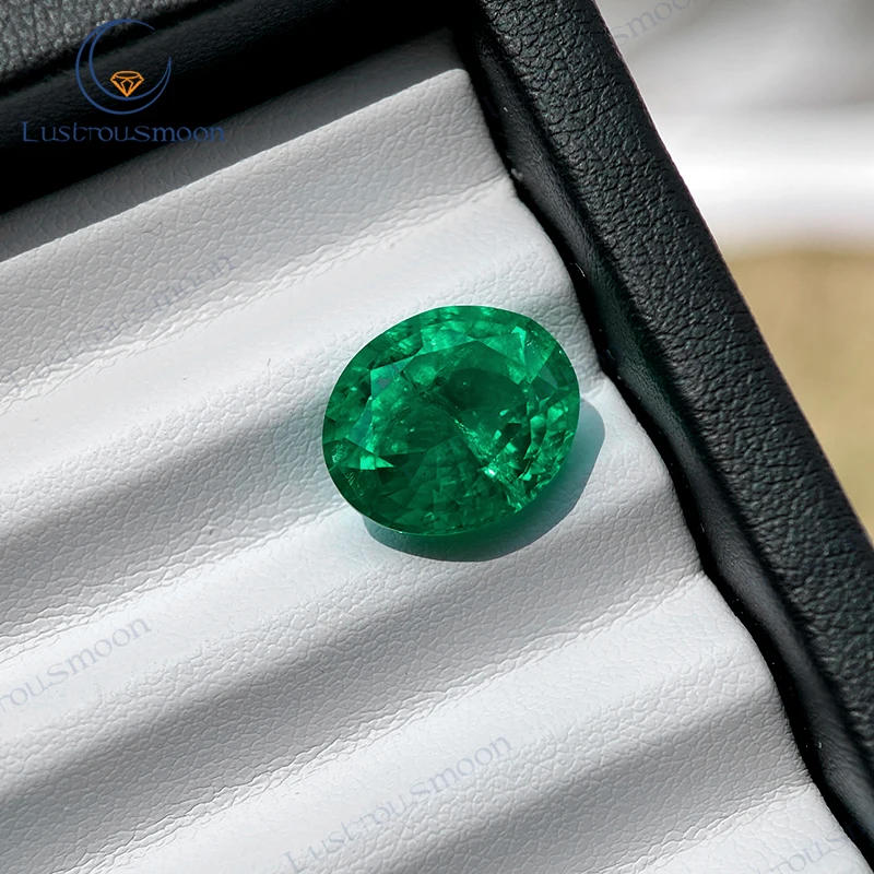 

Lab Grown Columbia Emerald Oval Cut With Cracks Inclusions Loose Stone AGL Certificate Wholesale High Quality Color Gemstone