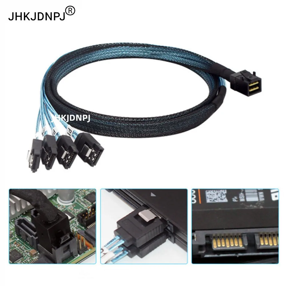 Mini SAS SFF-8643 to 4 Ports SATA 3.0 7PIN Target Hard Disk Drive Data Extension Cable 50CM 100CM