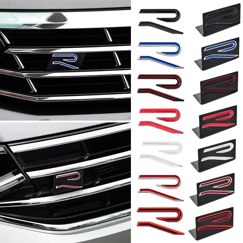 

3D Metal R Grille Logo Car Sticker For Volkswagen VW Touran Beetle Golf Passat Jetta Polo Bora CC Lavida Caddy Scirocco B5 B6 B7