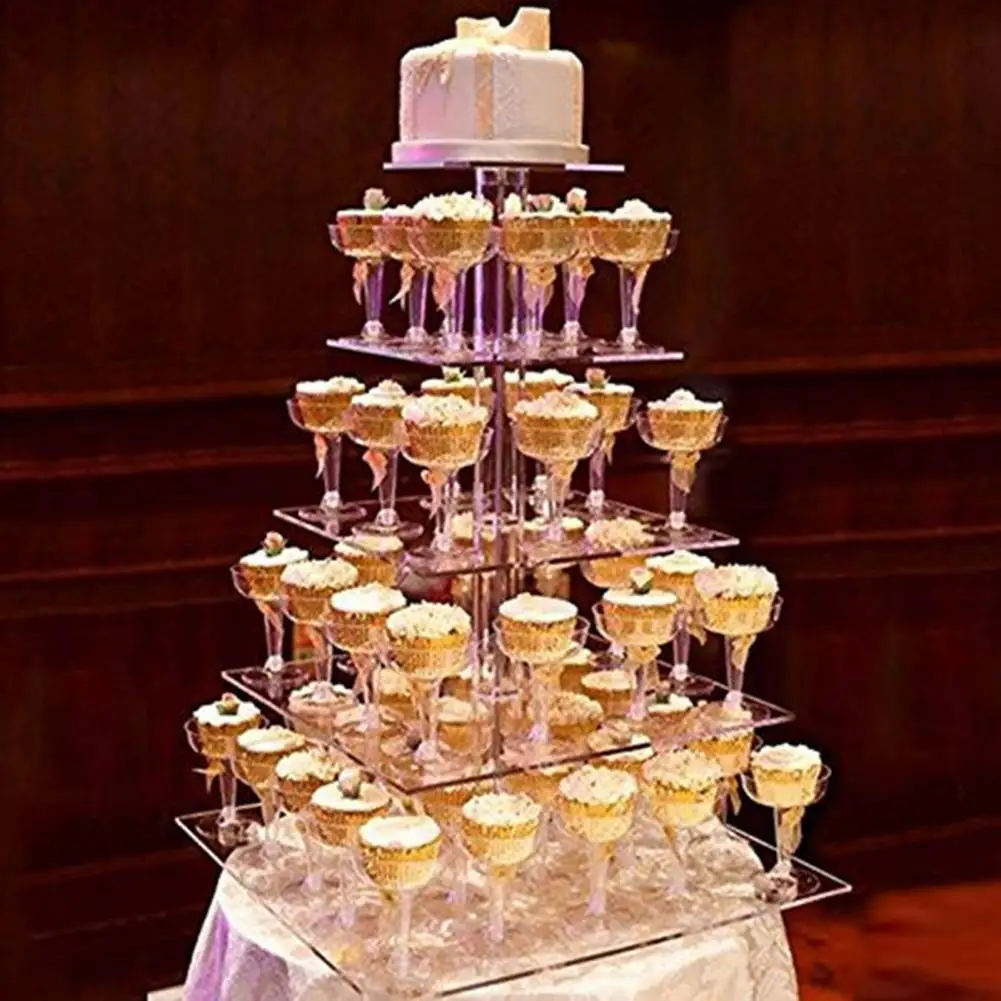 

5 Tier Dessert Stand Easy Disassemble Acrylic Cupcake StandDisplay Holder For Wedding Birthday Party Decor Dessert Cake Tool