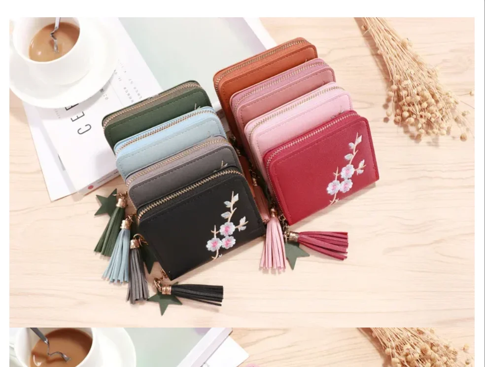 

Women Small Coin Wallet Ladies Mini Tassel Wallet Cute Girl Short Zipper Lovely Pu Leather Coin Purse Lady Hand Wallet Purse