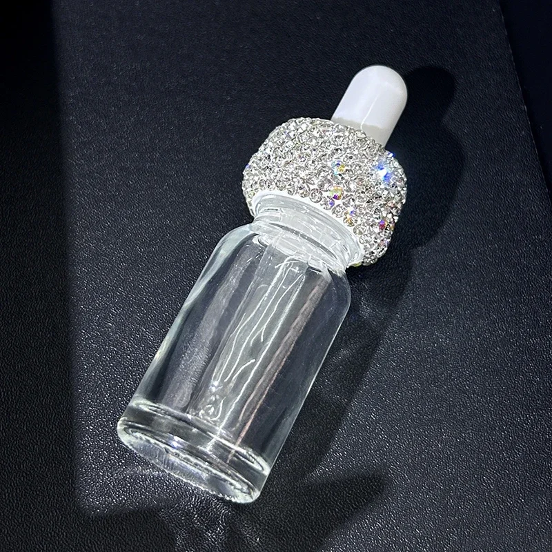 5ML Rhinestone Clear Glass Dropper Empty Bottle Portable Travel Perfume Storage Bottle Bling Essence Liquid Jars Organization