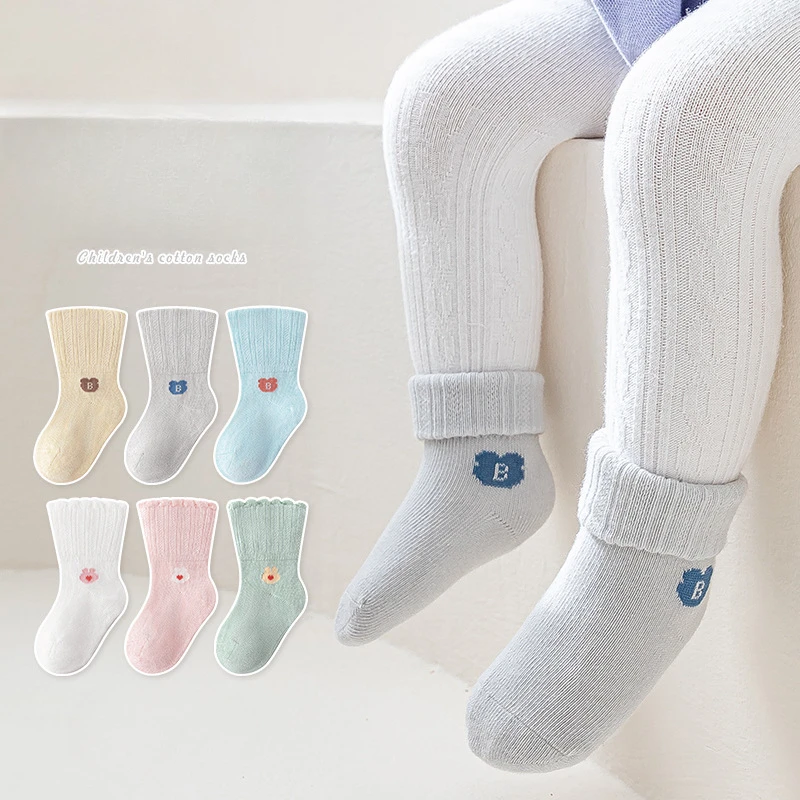 Cartoon Baby Foldback Two Wear Sock Newborn Babies Children Boneless Socks Rabbit Bear Flipped Loose Mouth Short Socks