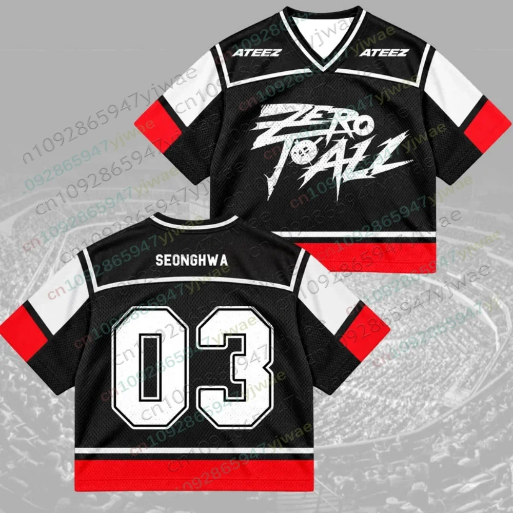 Summer Men's Women's ATEEZ Zero To All World Tour Jersey Fan Gift Short Sleeve T-shirt Tops Kpop Fans Gift