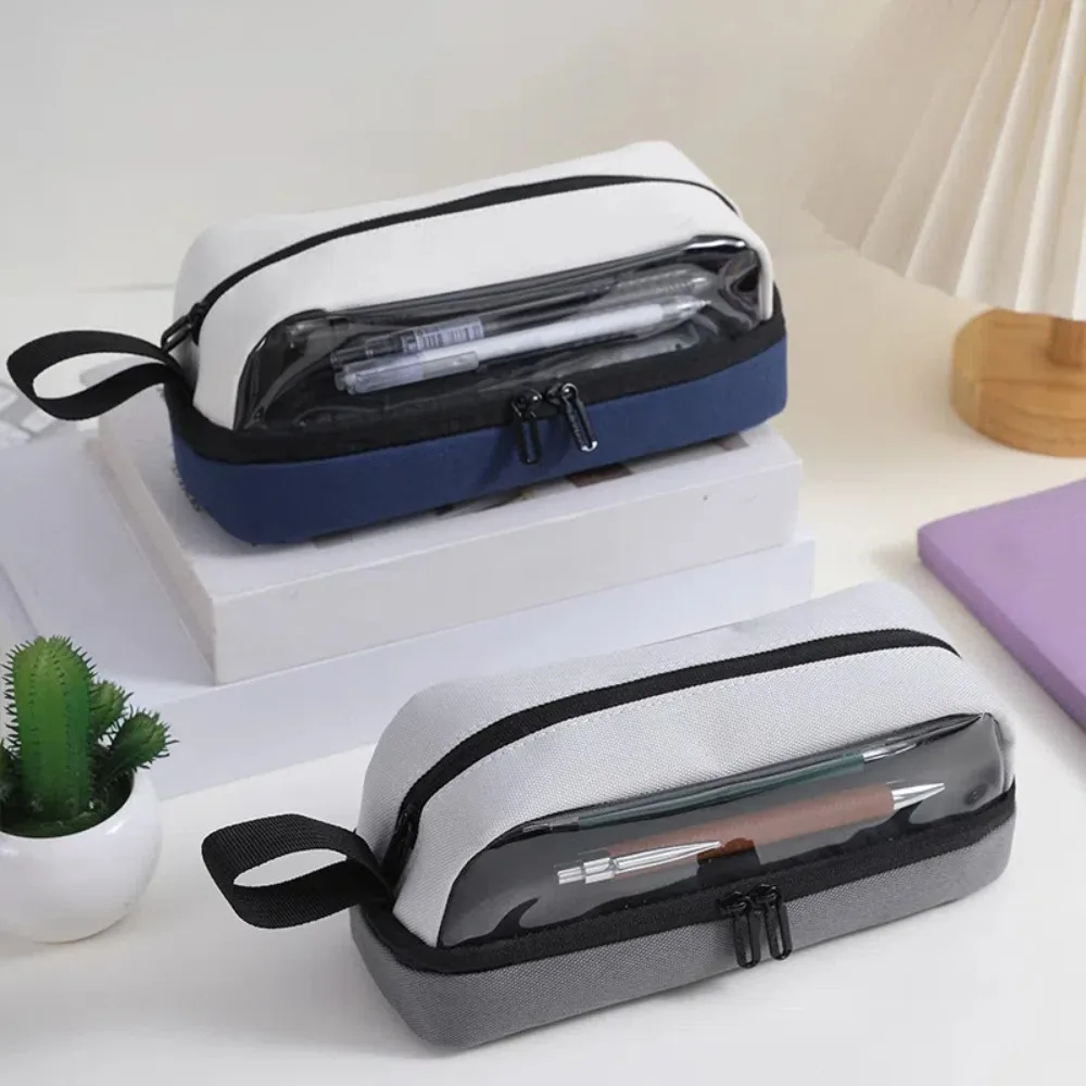 Personality Canvas Stationery Bag Multi Layer Large Capacity Pen Pouch School Supplies Students Pencil Case Student Writing