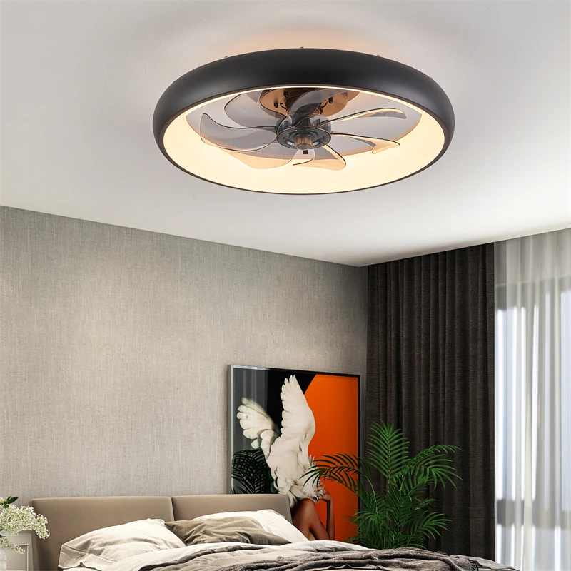 Imagem -03 - Modern Black Led Ventilador de Teto Remote Led Chandelier Lâmpada do Teto para Restaurante e Quarto Silent Ventiladores de Teto Velocidades