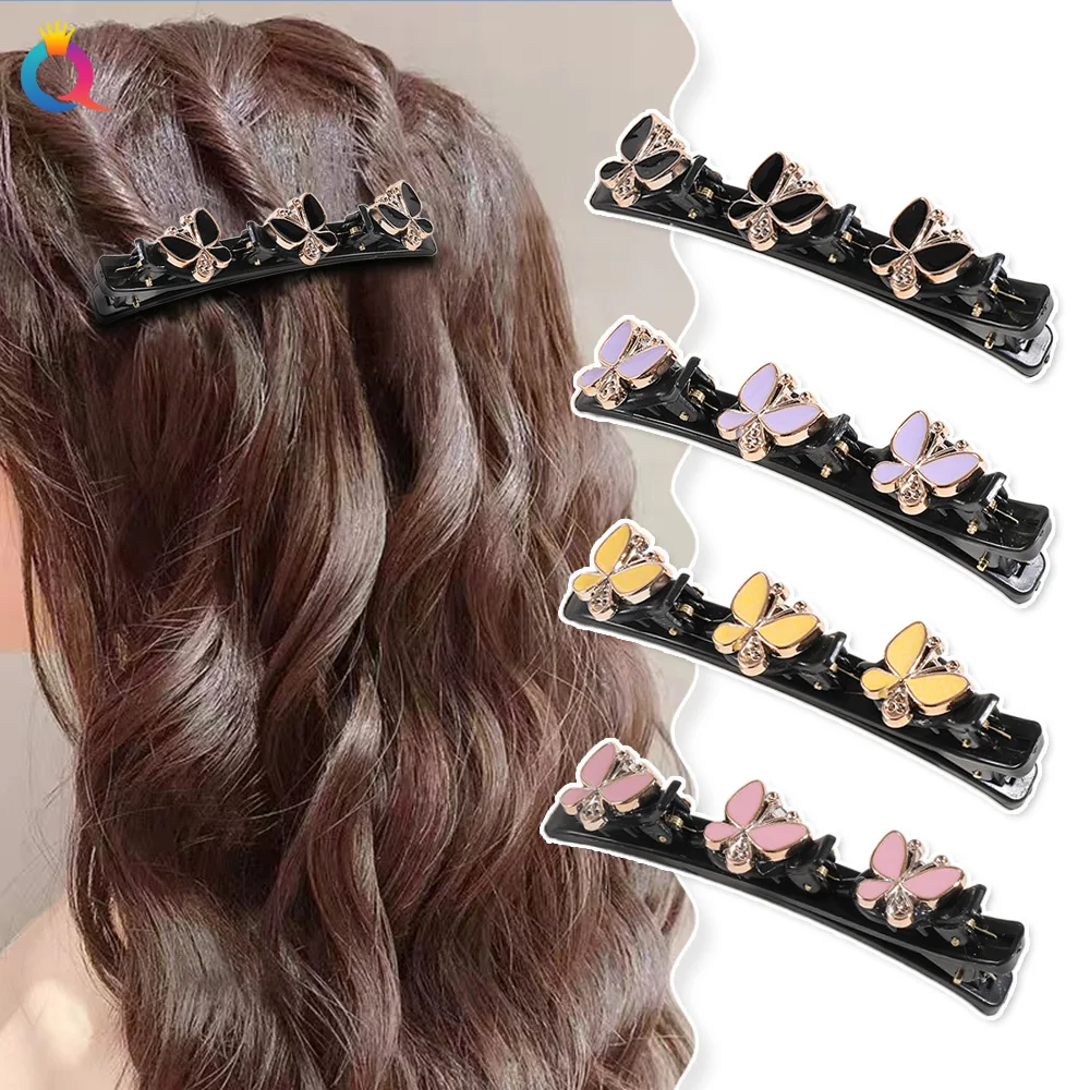 hair clips braids sparkling crystal stone braided barrettes for hair women three flower side hair clip haarclip met 3 bloemen