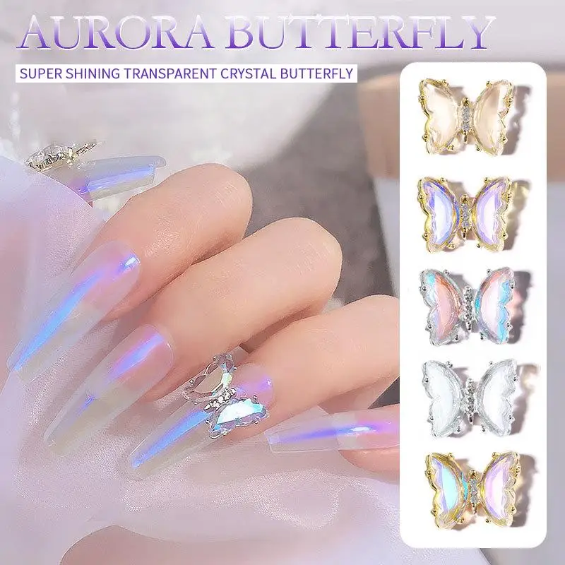 Jewels Elegant Decorative Crystal Butterfly Nail Art Crystal Butterfly Fashionable Bestseller Nail Gems Unique Fancy Sparkling