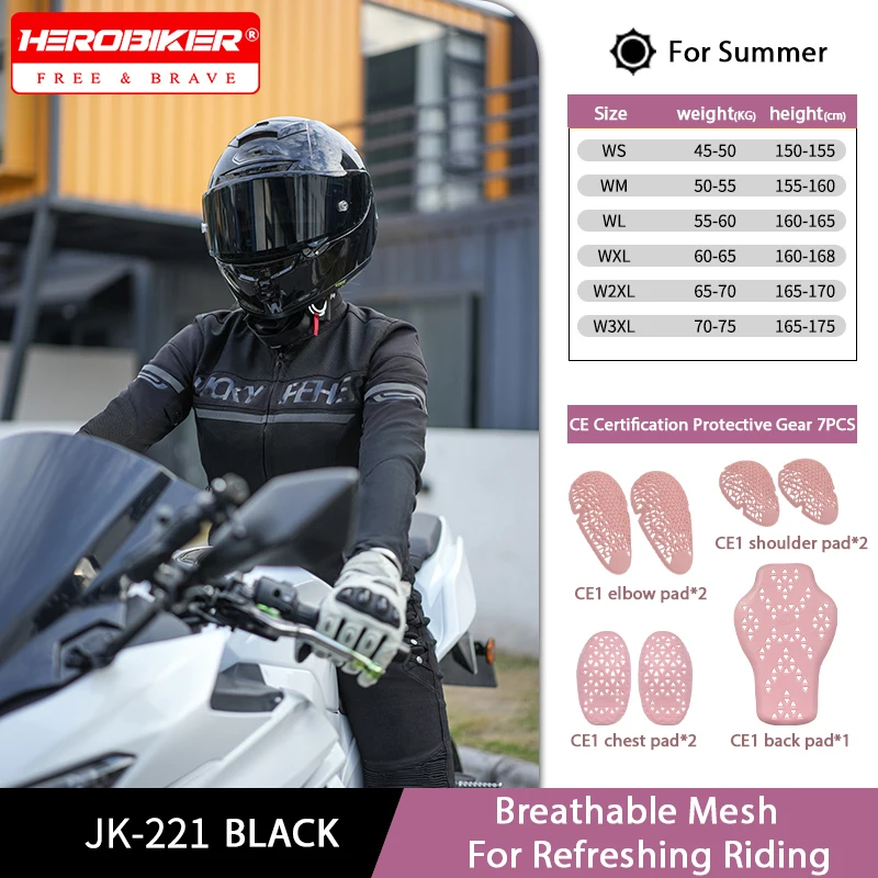 

Women's Breathable Mesh Motorcycle Jacket Motorbike Riding Jacket Anti-Fall Protection Gear CE Approval Motocross Jacket Summer