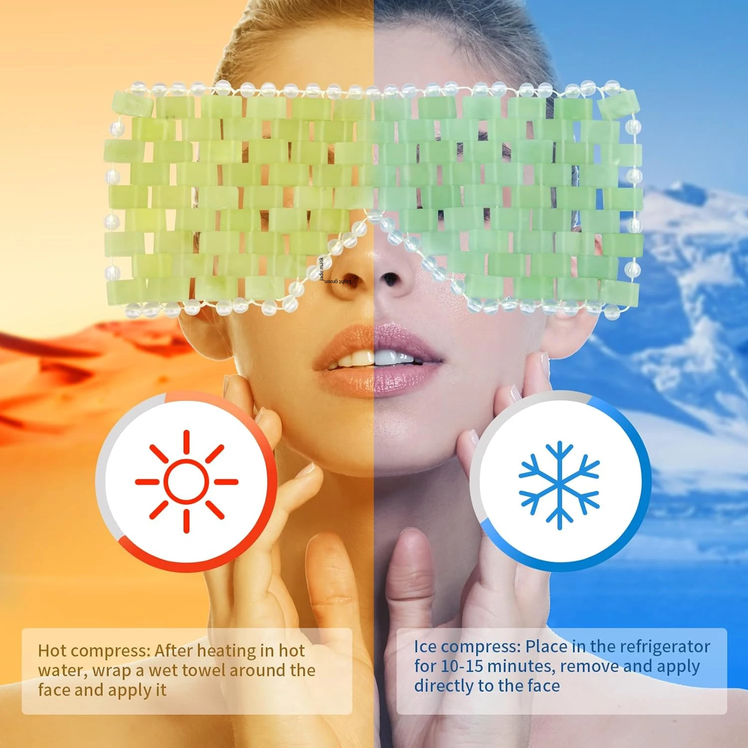 หยก Eye Face Mask เครื่องนวด Cooling Sleep Eye Facial Mask & หวี Guasha ขูดหนังศีรษะหวีเครื่องมือนวดหน้าสปาเครื่องมือความงาม