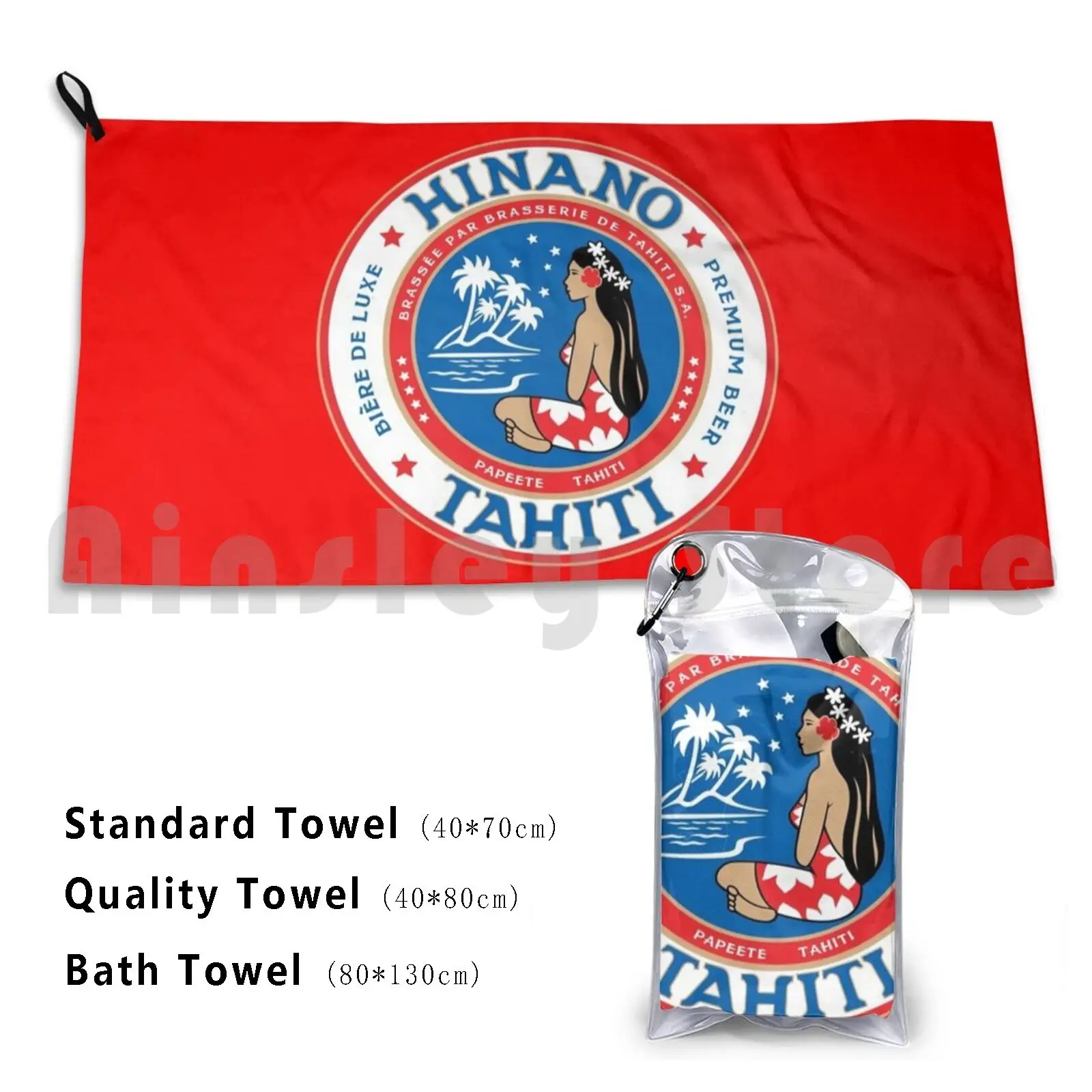 Hinano Tahiti asciugamano personalizzato asciugamano da bagno birra birrificio bevande Tahiti Islands Brew Breweriana bevande tropicali