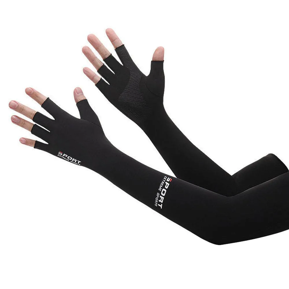 1 Pairs Five-fingers Ice Silk Arm Sleeves Sun Protective Arm Warmer Outdoor Sport Riding Running Cool Breathable Arm Sleeve