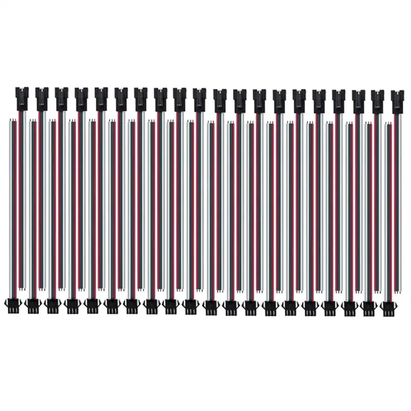

BYBS-JST SM 3 Pin Connector Set- 20 Pairs Female/Male Adapters(15Cm) For WS2812B, WS2811, WS2812, WS2814 SK6812 FOCB CCT LED Str