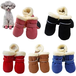 4pcs/Set Winter Warm Pet Shoes Anti-Slip Thick Dog Boots for Small Dogs Puppy Snow Boots Chihuahua Footwear Yorkie Poodle Shoes