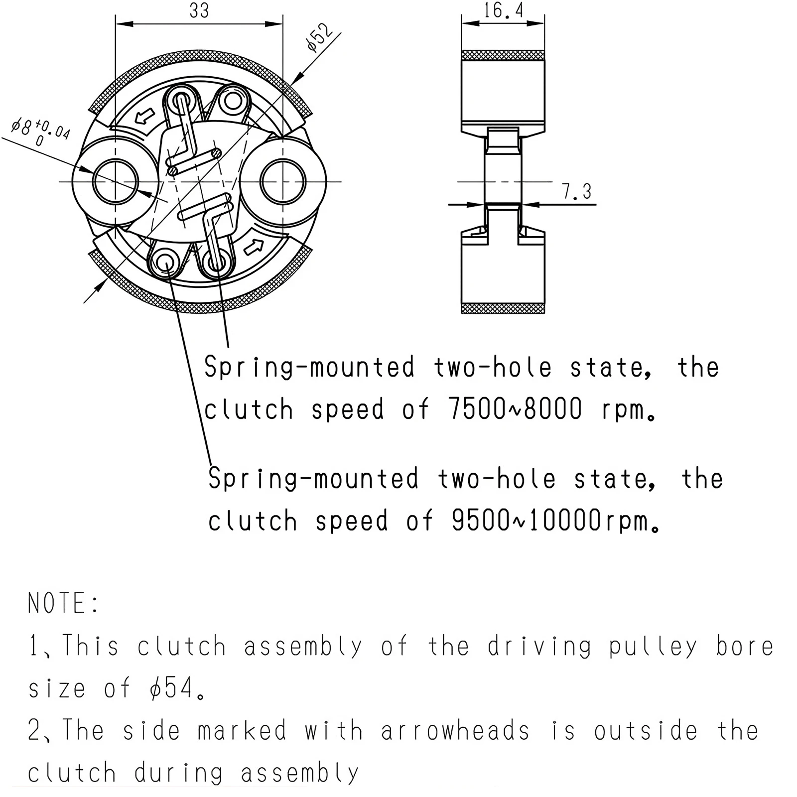 TSRW RC voiture 7500 ~ 10000 tr/min Kit d'embrayage réglable moteur 23CC-71CC pour 1/5 HPI ROFUN ROVAN KM Baja Losi 5ive T FG GoPed RedCat