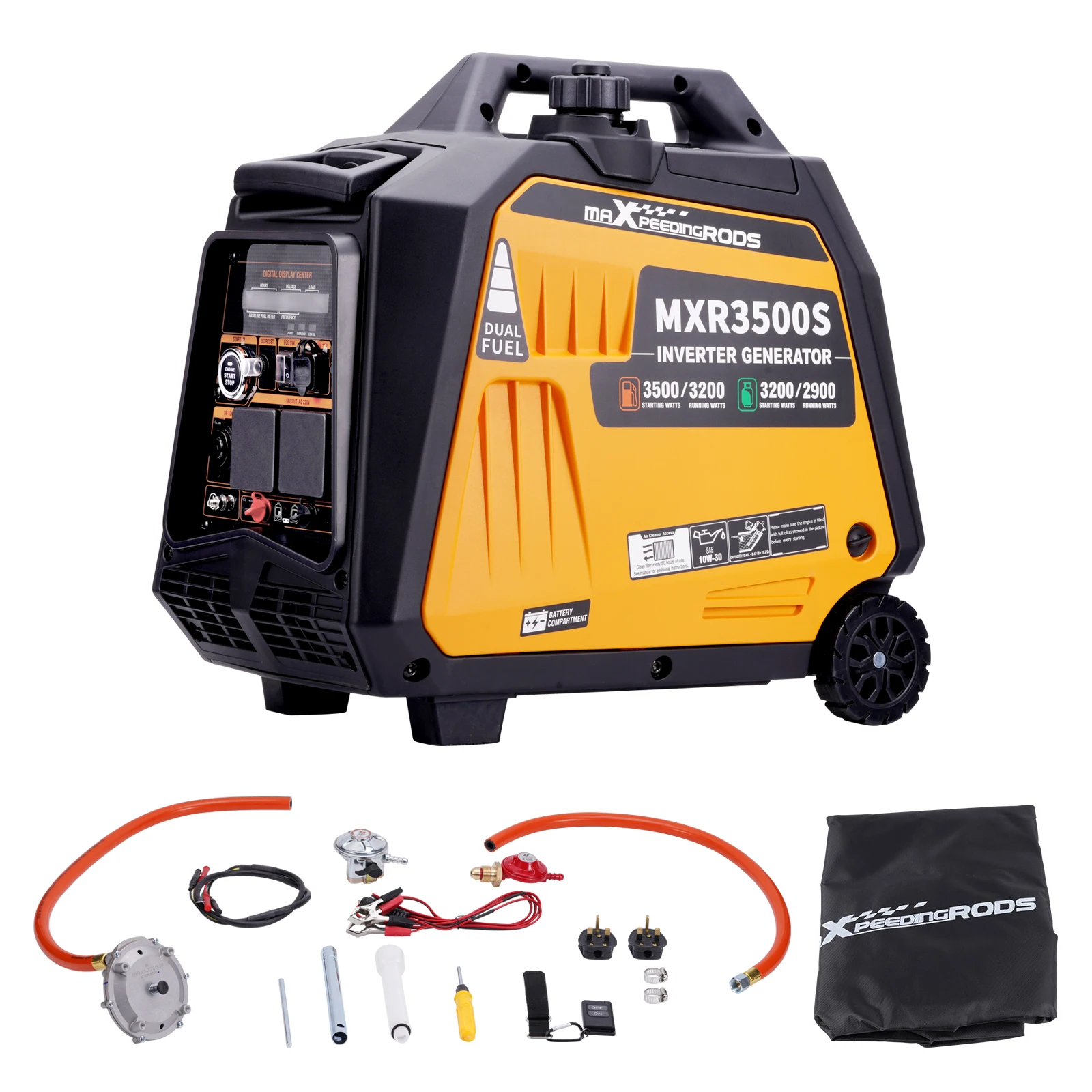 

MaXpeedingrods 3000W Petrol/Propane(LPG) Generator Inverter Pure AC Power 4-Stroke Engine for Garden