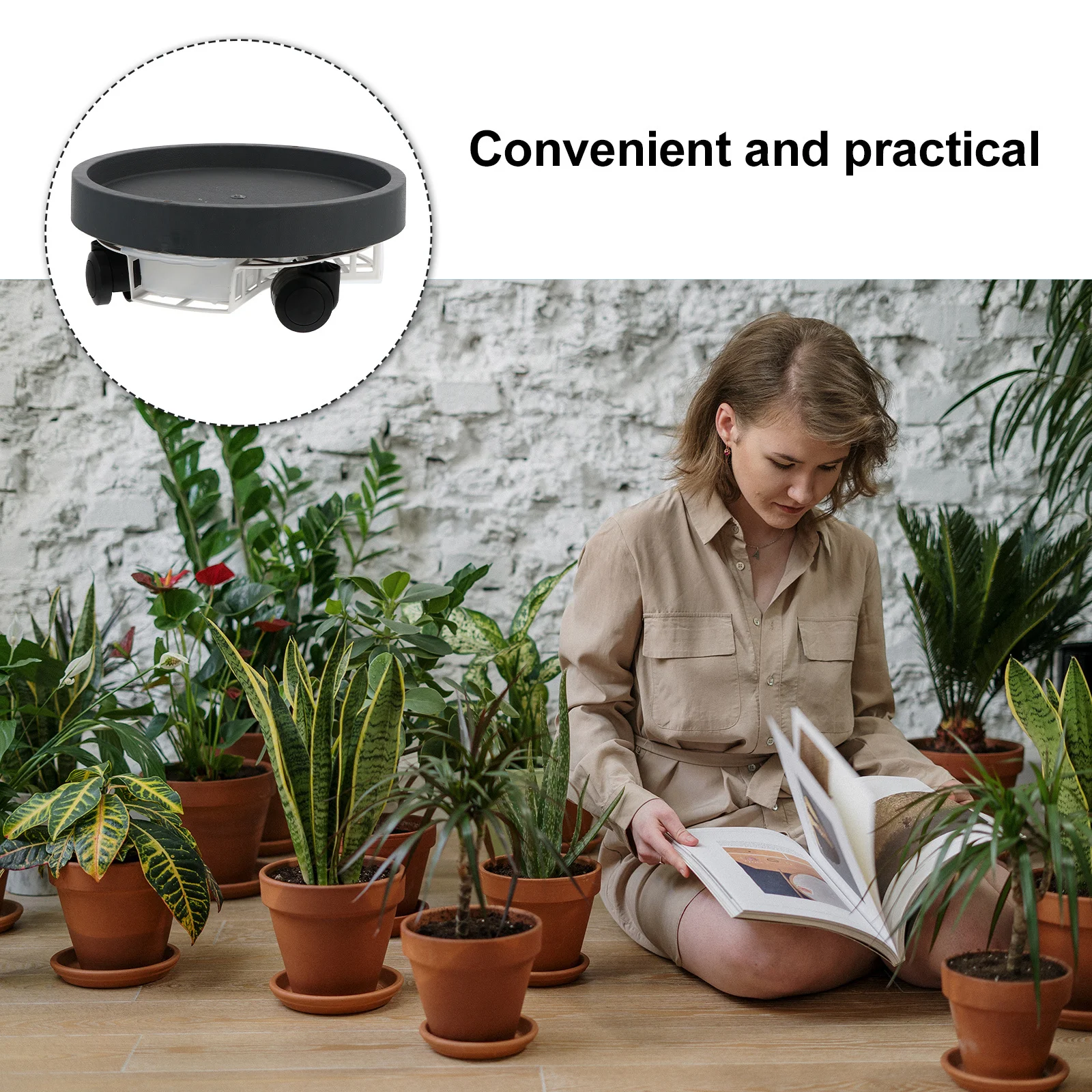 

Flower Pot Stand Tray Holder Wheels Thickened Plastic Stable Easy Assembling Indoor Outdoor Garden Patio Plant Stand with Wheel