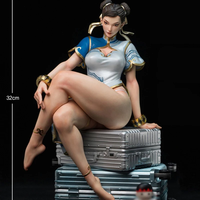 (In Stock) (W_4626) 1/4 Chun Li SF Unpainted Unassembled GK Anime Figure Diy White Resin Model Kit