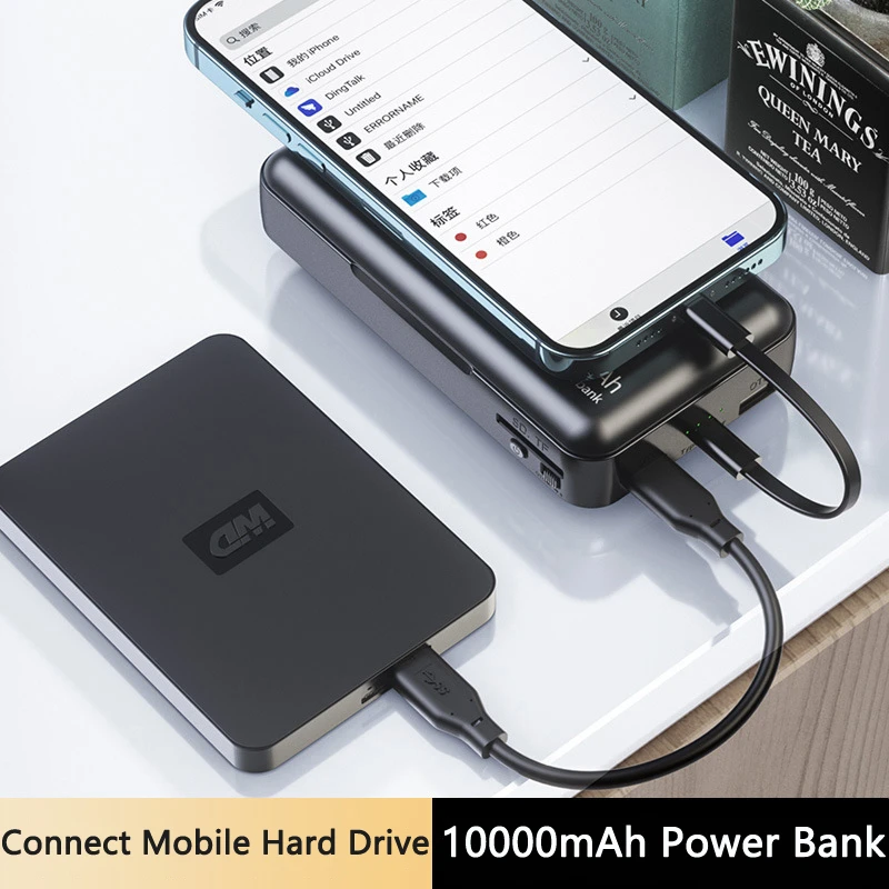 OTG Power Bank 10000mAh Portable Charger Powerbank for iPhone16 Xiaomi Samsung Huawei Spare Battery Poverbank Mobile OTG Adapter