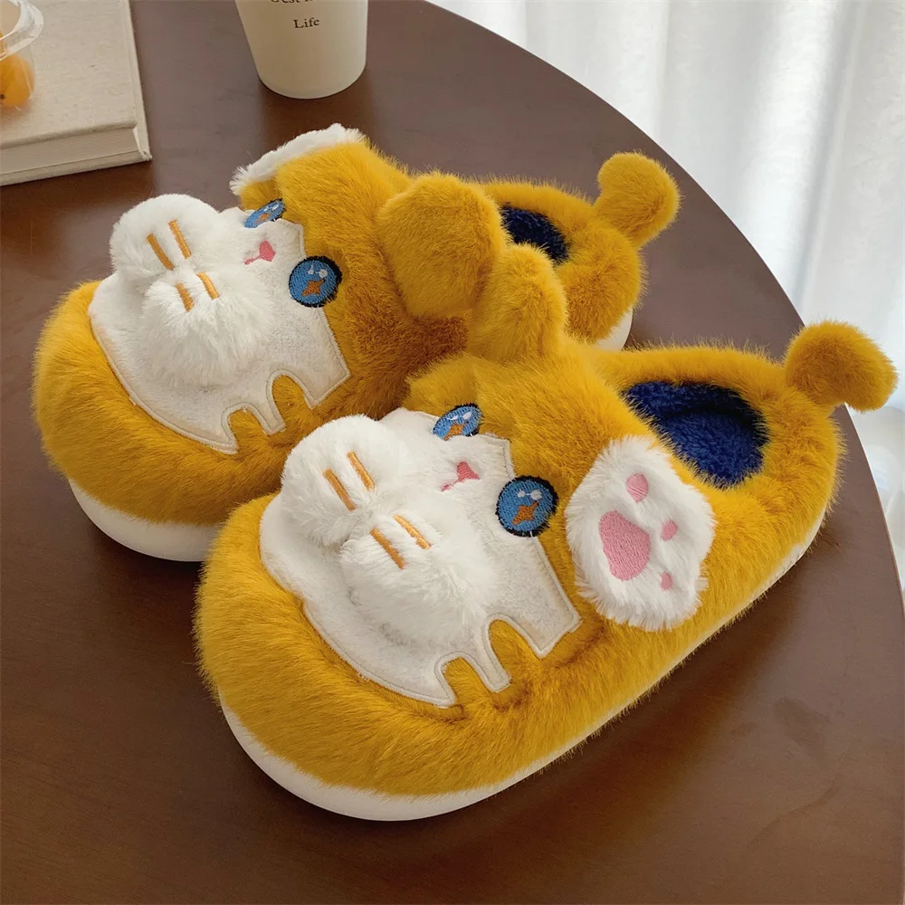 

Cute cartoon tiger warm cotton slippers women's autumn and winter leisure home indoor comfortable soft-soled cotton shoes