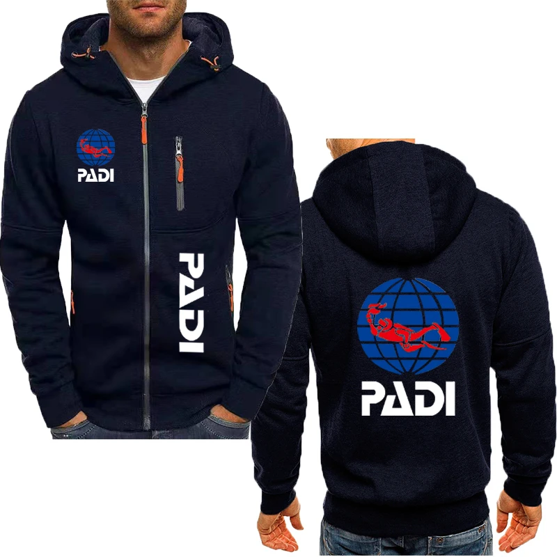 Scuba Driver Padi Men's printed hoodie Comfortable loose plus size men's hoodie Cardigan Hip Hop street solid color sweatshirt