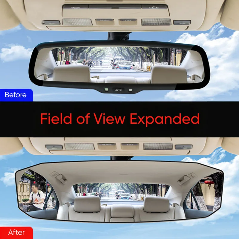 Car Rearview Mirror Wide Angle Rear View Mirror HD Glass Large Vision Universal Auto Mirror Replacement Part