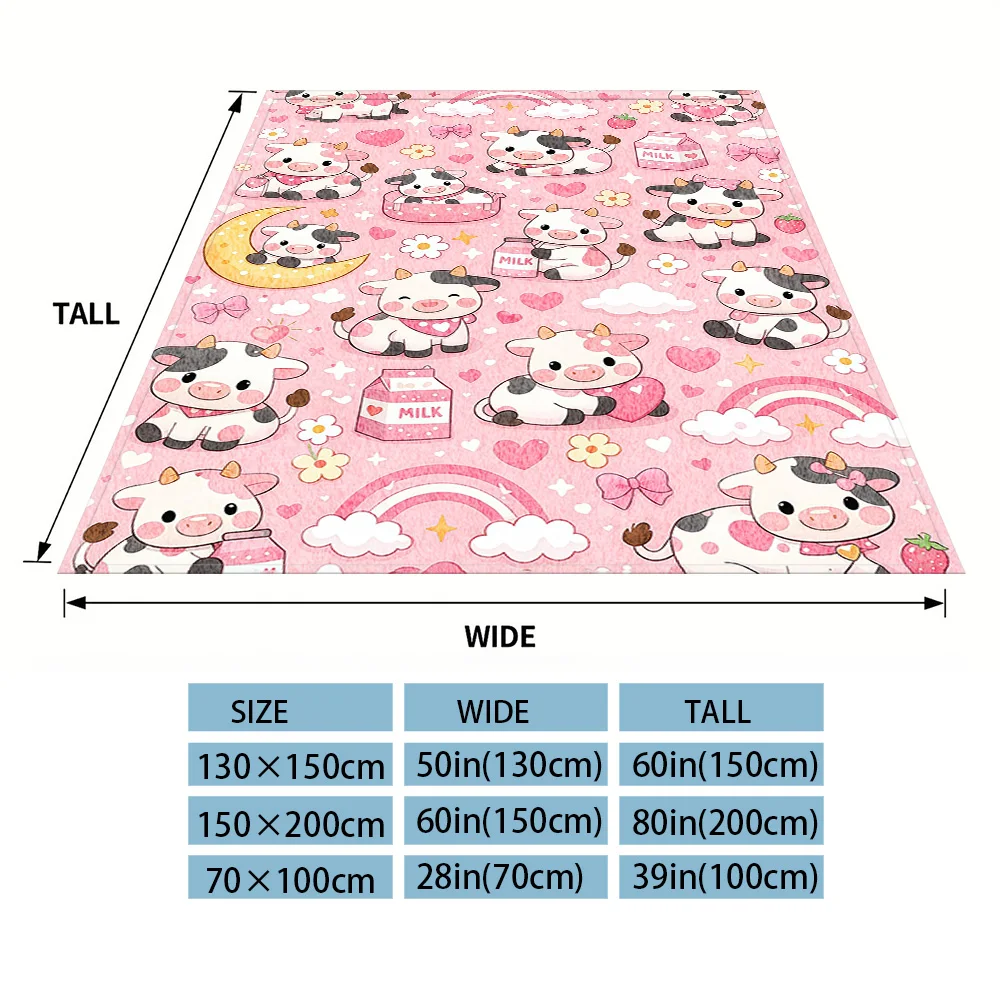 Pink Cow Nap Blanket,Flannel Blanket,Suitable For Sofas,Beds,Cars,Rooms,Offices,Camping,Exquisite Gift Blankets