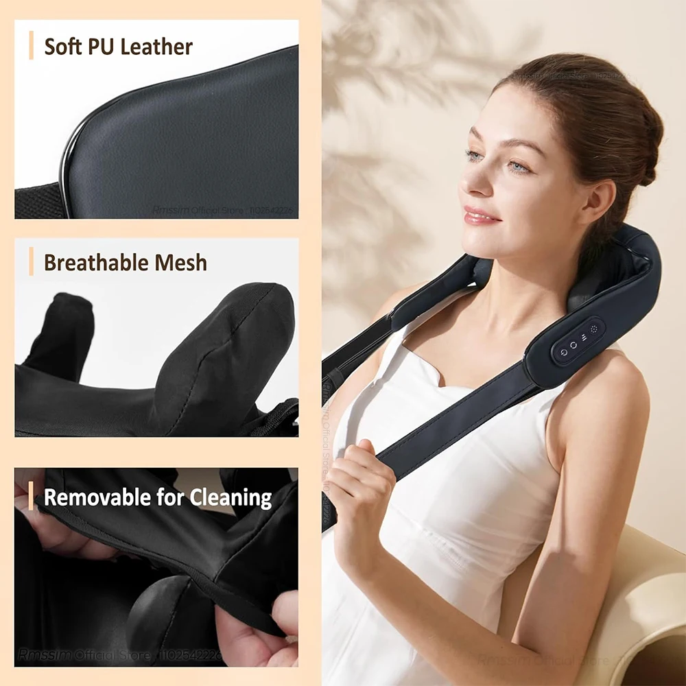 Almohada de masaje inalámbrica para cuello y hombros, masajeador eléctrico para cuello y espalda, chal relajante para el cuerpo