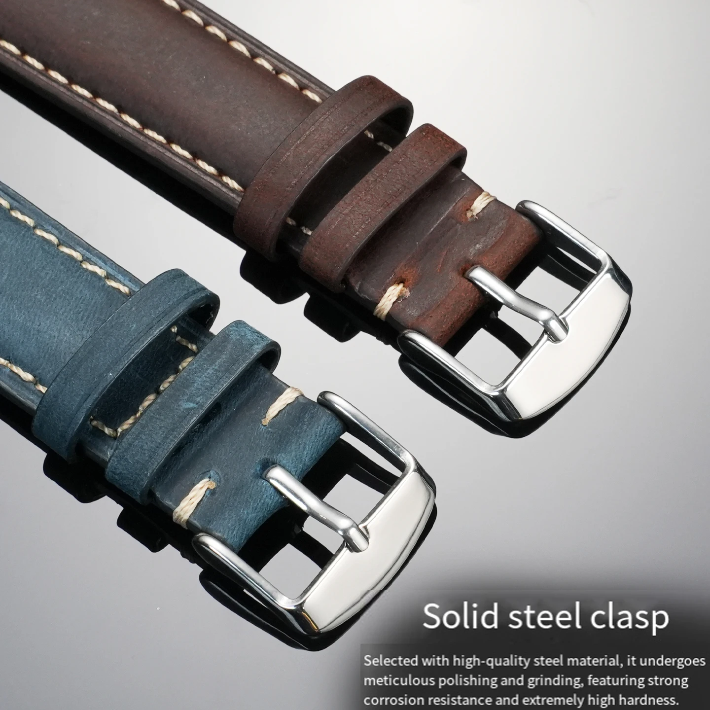 18mm 20mm 22mm vintage leather strap for IWC Tudor Hamilton Breitling Seiko Tissot Seagull quick release strap blue/black/brown view 4