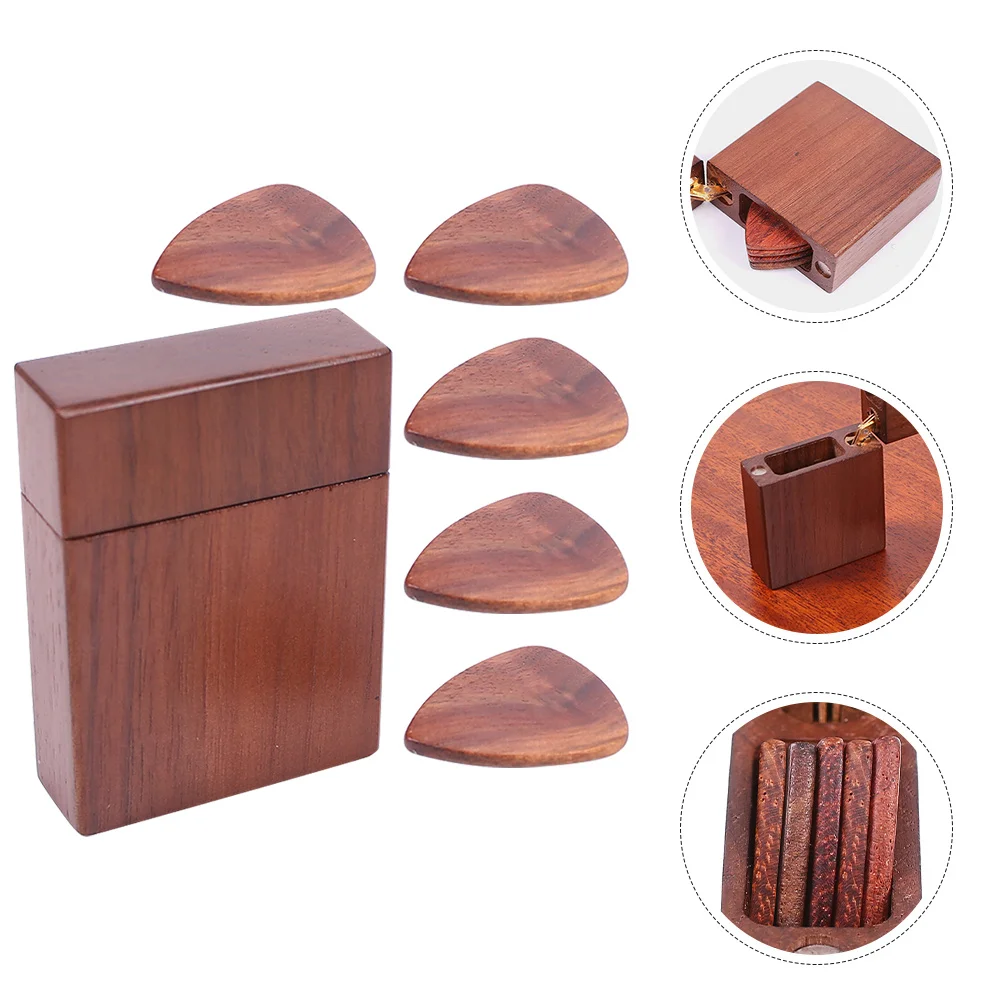 

Pick Storage Box Guitar Picks Case Display Base Plectrum Organizer Solid Wood Holders
