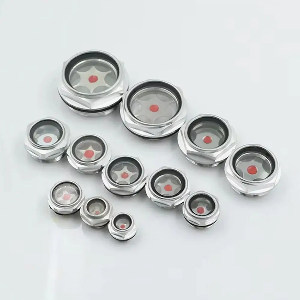 1Pcs G1/4 G3/8 G1/2 G3/4 Oil Sight Window G1 G1-1/4 G1-1/2 BSP NPT Male Thread Oil Level Sight Glass Aluminum Tempered Glass