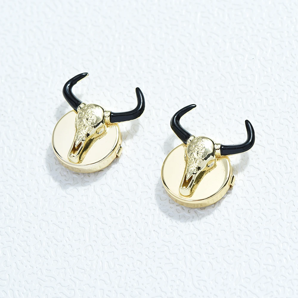 ICEYY 2Pcs Brass Cufflinks Animal Bull Head Button Covers for Tuxedo Business Formal Shirts