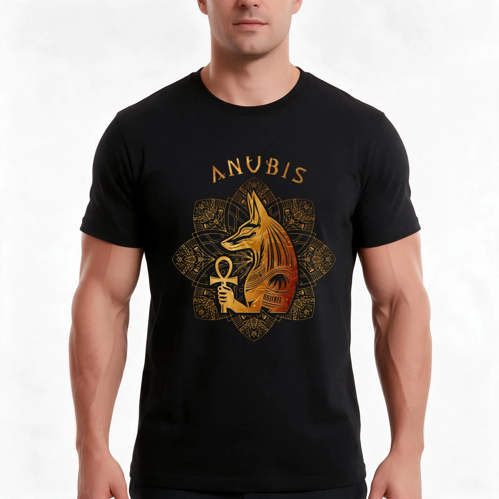 Anubis, the Jackal-Headed God of the Dead - Egyptian Mythology T-Shirt, Summer Casual Cotton Tee, Oversized Streetwear Tops