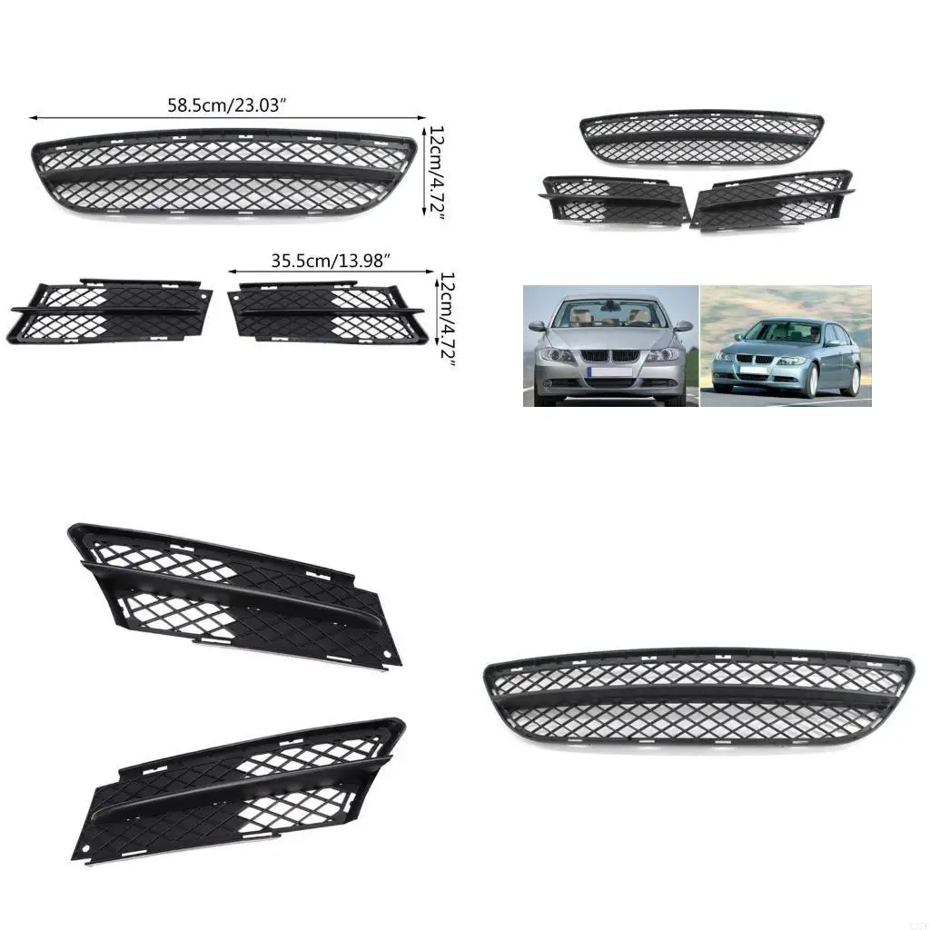 

For E90 2006-2008 Pre-LCI Car Front Bumper Lower Grill Grilles Fog Lights Cover X37F