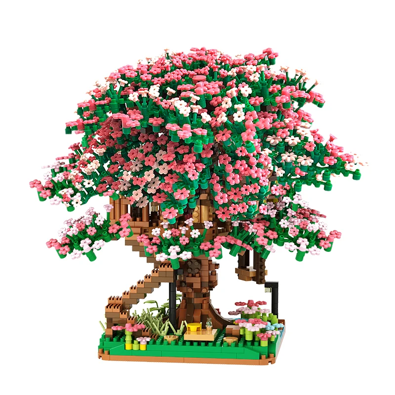 Romantico fiore albero casetta blocchi di costruzione fai da te casa sull'albero modello mattoni set assemblare giocattolo per ragazze adulte decorazione regalo di Natale