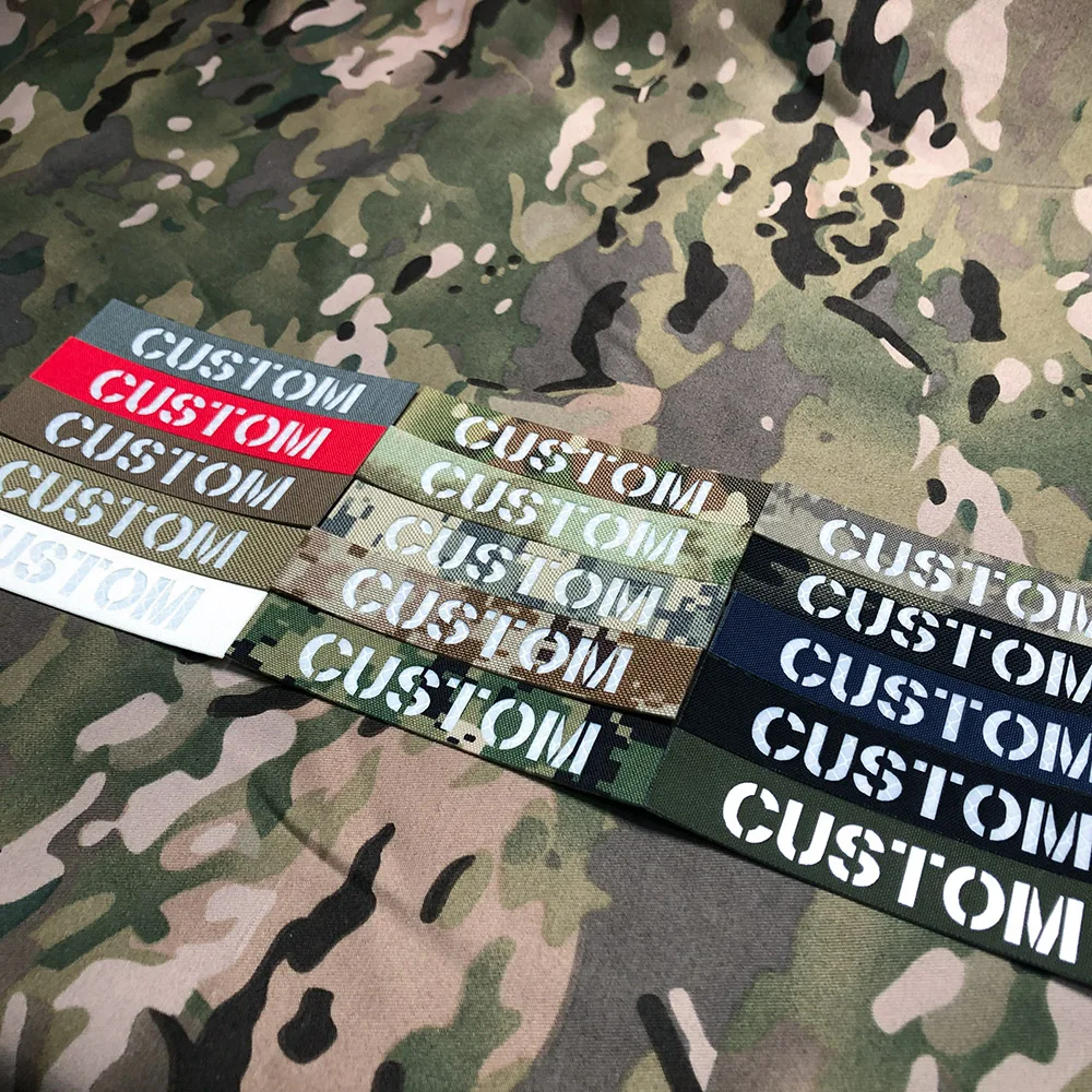 Reflective Material Custom Laser Cutting Patch Name Tapes White Letters Twoline Morale Tactics Military Airsoft