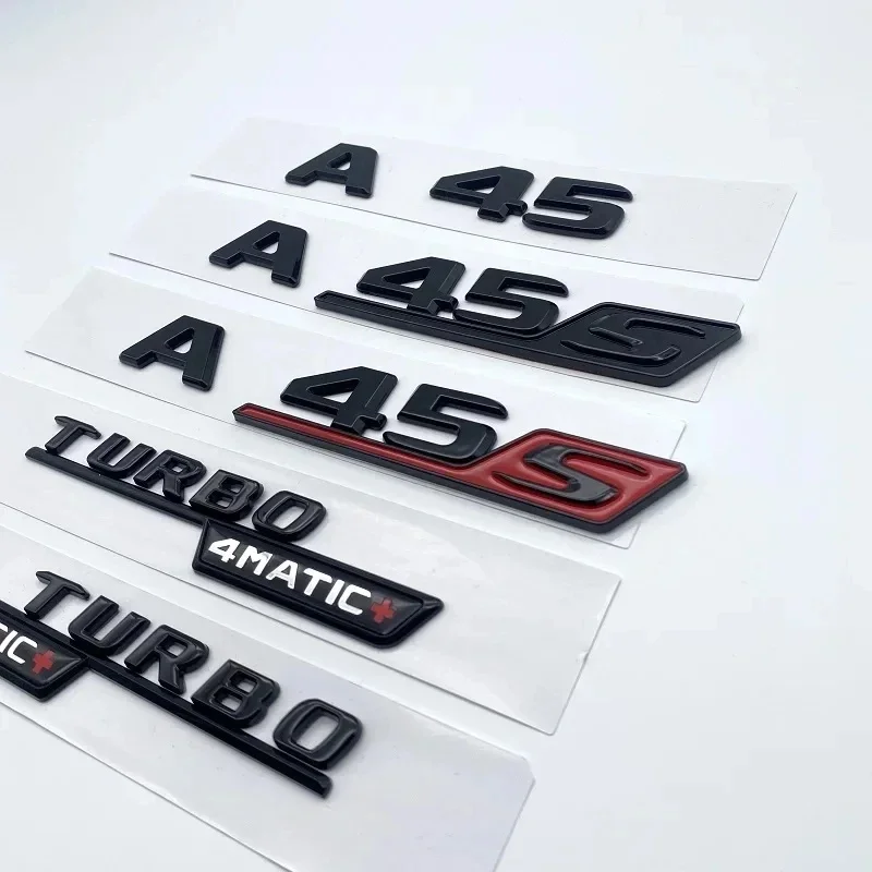 ABS Glossy Black Letters A35 A45 A45S Turbo 4matic Emblem for Mercedes-Benz AMG Car Fender Trunk Rear W176 W177 Logo Sticker