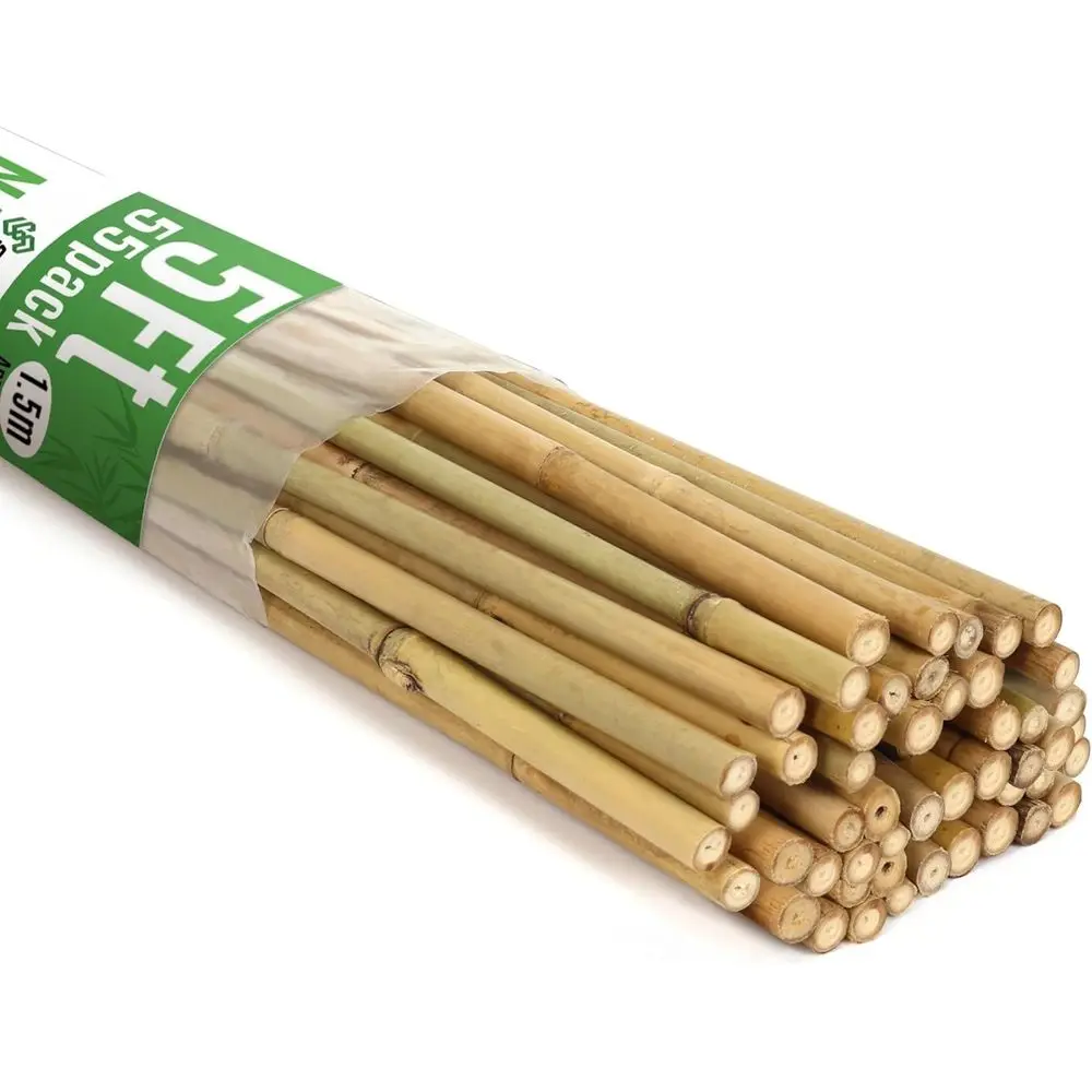 Set of 55 Bamboo Plant Stakes - 57.5 Tall for Garden Support of Tomatoes, Beans, Flowers, and Climbing Plants