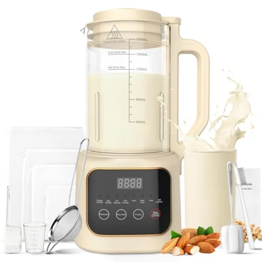 

54oz 8in1 Nut Milk Maker Machine for Home Use: Automatic Almond Milk Machine with 20 Blades Ideal for Homemade PlantBased Oat S