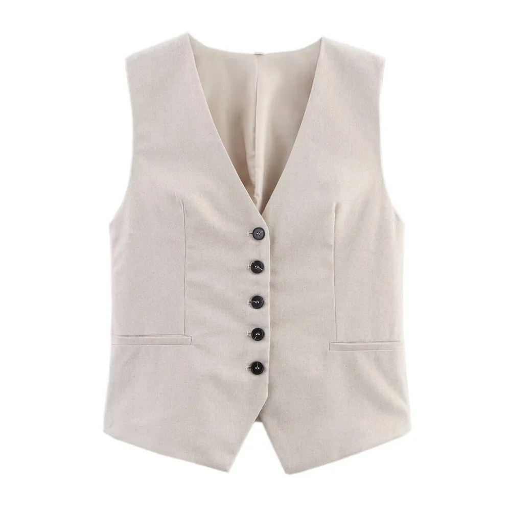 

UNIZERA women's sleeveless vest vest V-neck breasted spring and summer new casual women's wear.